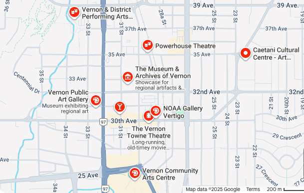 Map of Vernon Arts and Culture Locations